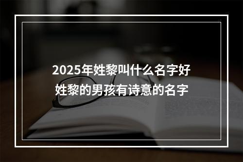 2025年姓黎叫什么名字好 姓黎的男孩有诗意的名字