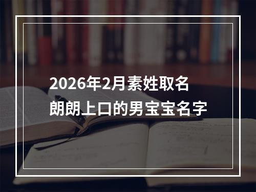 2026年2月素姓取名朗朗上口的男宝宝名字