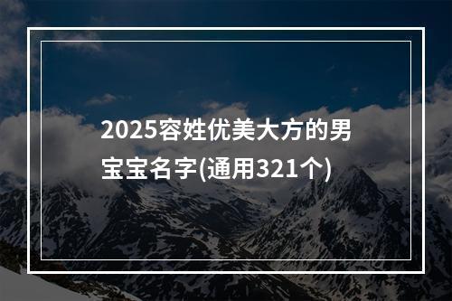 2025容姓优美大方的男宝宝名字(通用321个)