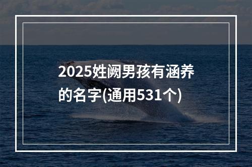 2025姓阙男孩有涵养的名字(通用531个)