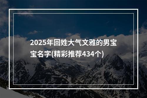2025年回姓大气文雅的男宝宝名字(精彩推荐434个)