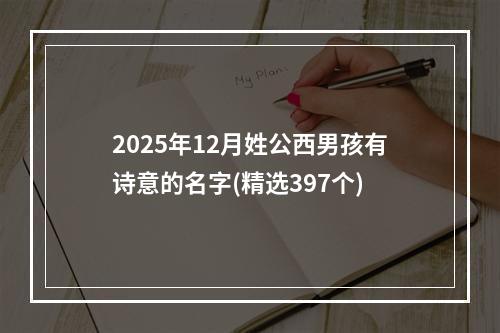 2025年12月姓公西男孩有诗意的名字(精选397个)