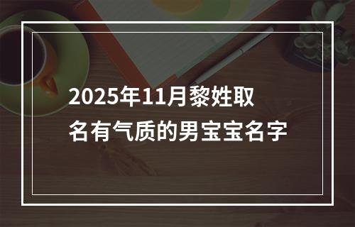 2025年11月黎姓取名有气质的男宝宝名字