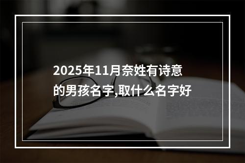 2025年11月奈姓有诗意的男孩名字,取什么名字好