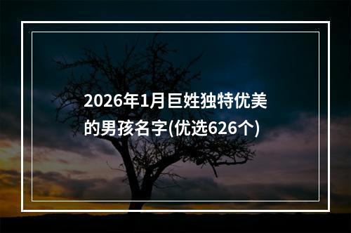 2026年1月巨姓独特优美的男孩名字(优选626个)