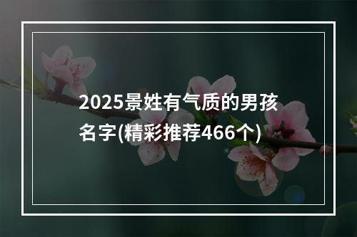 2025景姓有气质的男孩名字(精彩推荐466个)