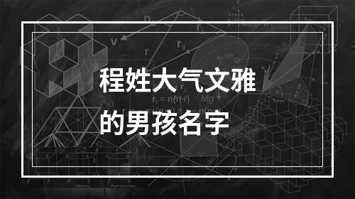 程姓大气文雅的男孩名字