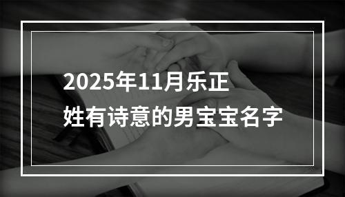 2025年11月乐正姓有诗意的男宝宝名字