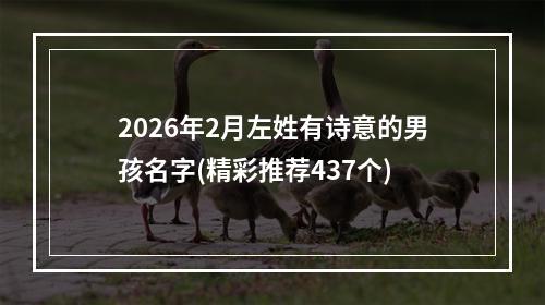 2026年2月左姓有诗意的男孩名字(精彩推荐437个)
