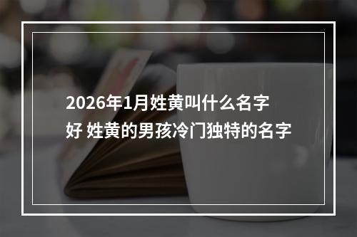 2026年1月姓黄叫什么名字好 姓黄的男孩冷门独特的名字