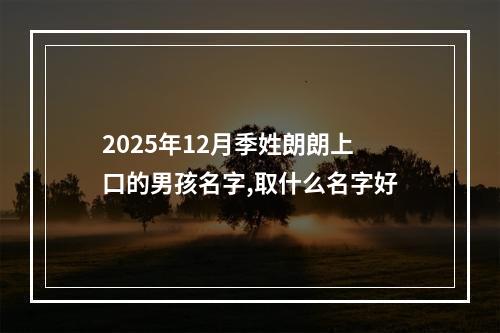 2025年12月季姓朗朗上口的男孩名字,取什么名字好