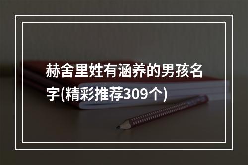 赫舍里姓有涵养的男孩名字(精彩推荐309个)