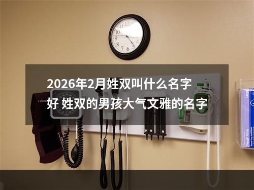 2026年2月姓双叫什么名字好 姓双的男孩大气文雅的名字