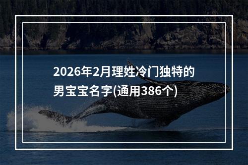 2026年2月理姓冷门独特的男宝宝名字(通用386个)