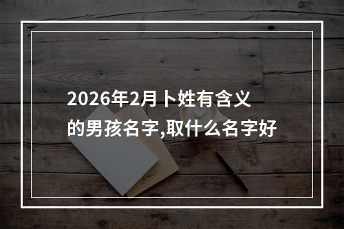 2026年2月卜姓有含义的男孩名字,取什么名字好
