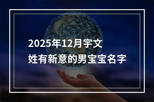 2025年12月宇文姓有新意的男宝宝名字