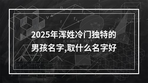 2025年浑姓冷门独特的男孩名字,取什么名字好