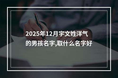 2025年12月宇文姓洋气的男孩名字,取什么名字好