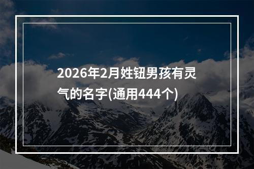 2026年2月姓钮男孩有灵气的名字(通用444个)