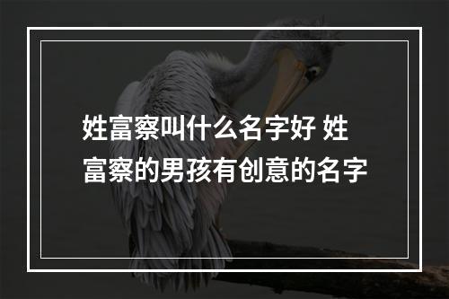 姓富察叫什么名字好 姓富察的男孩有创意的名字