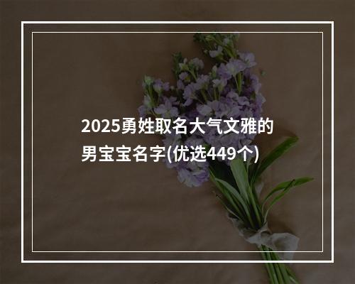 2025勇姓取名大气文雅的男宝宝名字(优选449个)
