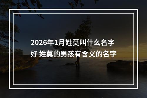 2026年1月姓莫叫什么名字好 姓莫的男孩有含义的名字