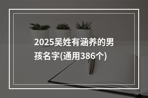 2025吴姓有涵养的男孩名字(通用386个)
