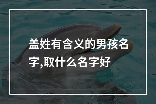 盖姓有含义的男孩名字,取什么名字好