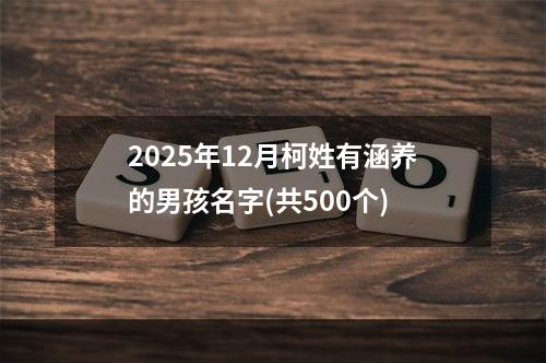 2025年12月柯姓有涵养的男孩名字(共500个)
