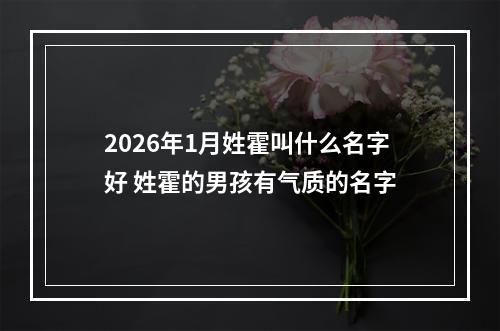 2026年1月姓霍叫什么名字好 姓霍的男孩有气质的名字