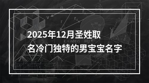 2025年12月圣姓取名冷门独特的男宝宝名字