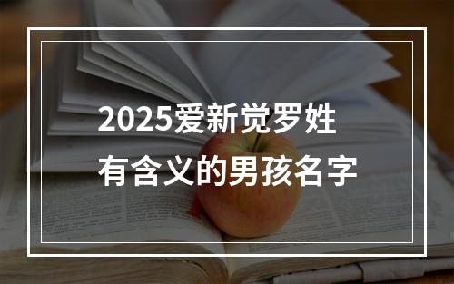 2025爱新觉罗姓有含义的男孩名字