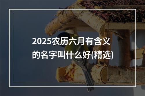 2025农历六月有含义的名字叫什么好(精选)