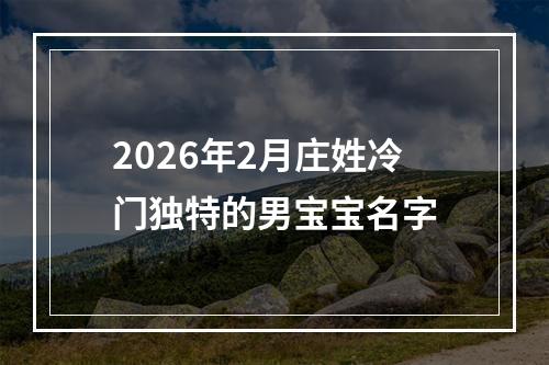 2026年2月庄姓冷门独特的男宝宝名字