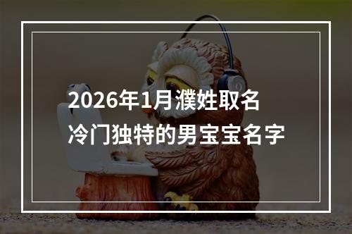 2026年1月濮姓取名冷门独特的男宝宝名字