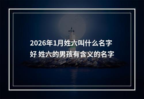 2026年1月姓六叫什么名字好 姓六的男孩有含义的名字