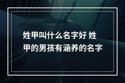 姓甲叫什么名字好 姓甲的男孩有涵养的名字