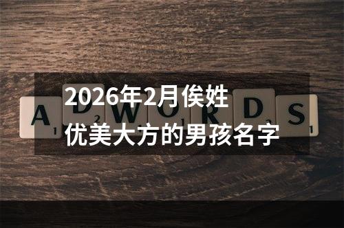 2026年2月俟姓优美大方的男孩名字