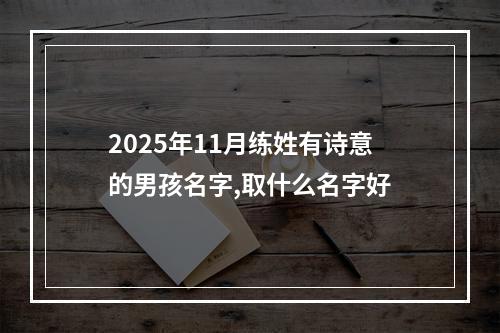 2025年11月练姓有诗意的男孩名字,取什么名字好
