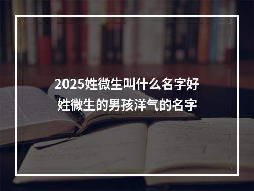 2025姓微生叫什么名字好 姓微生的男孩洋气的名字