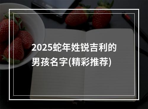 2025蛇年姓锐吉利的男孩名字(精彩推荐)