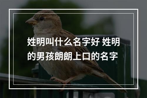 姓明叫什么名字好 姓明的男孩朗朗上口的名字