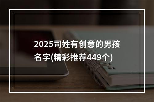 2025司姓有创意的男孩名字(精彩推荐449个)