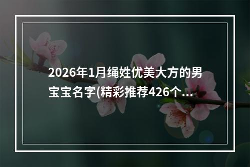 2026年1月绳姓优美大方的男宝宝名字(精彩推荐426个)