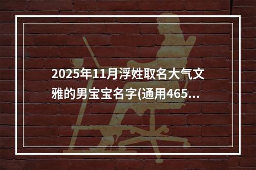 2025年11月浮姓取名大气文雅的男宝宝名字(通用465个)