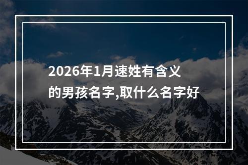 2026年1月速姓有含义的男孩名字,取什么名字好