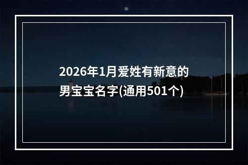 2026年1月爱姓有新意的男宝宝名字(通用501个)