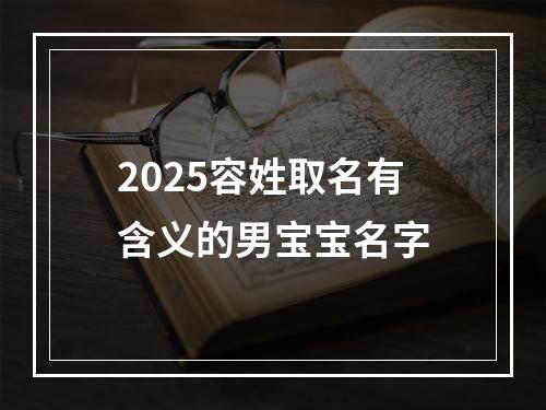 2025容姓取名有含义的男宝宝名字