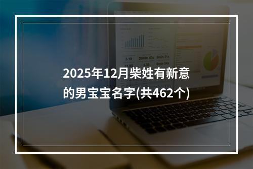 2025年12月柴姓有新意的男宝宝名字(共462个)