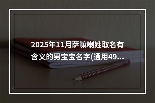 2025年11月萨嘛喇姓取名有含义的男宝宝名字(通用497个)